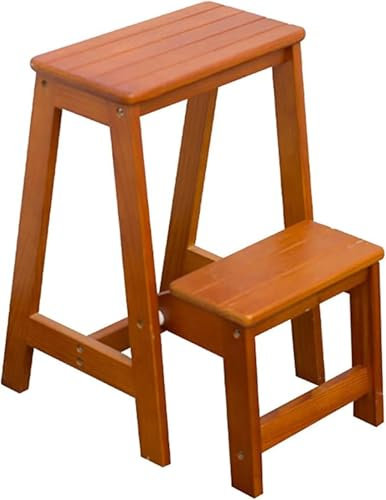 Tritthocker aus Holz, 2 Stufen, Klappleitern, leicht und zusammenklappbar, für drinnen und draußen – Zuhause, Küche, Dachboden, Camping – 150 kg Tragkraft