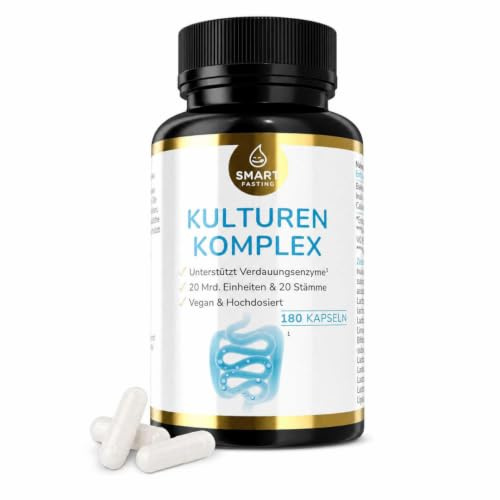 Kulturen Komplex – 20 Mrd. KBE & 20 Stämme pro Tagesdosis – Mit Inulin & Calcium – Langzeitvorrat mit 180 Kapseln – Vegan, ohne Zusätze – Hergestellt & laborgeprüft in Deutschland