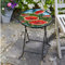 Marco Paul Poppy Petite table basse ronde pour décoration de jardin en extérieur – Table d'appoint pliante avec dessus en verre décoratif en forme de coquelicot – Table de jardin ronde pour terrasse