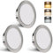 YindaLux 3er Set LED Einbaustrahler 230V 3W 3000K Warmweiß 4000K Neutralweiß 6000K Kaltweiß, LED Spot Ultra Flach 300LM Bohrloch 55-58mm und 15mm Flache, IP44 Möbeleinbauleuchte Einbauspots, Nickel