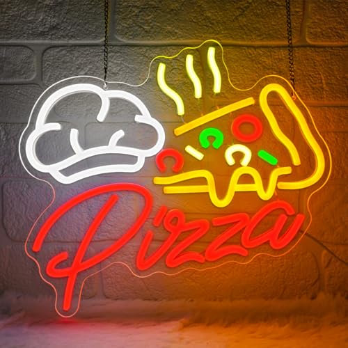 Lxmoneon Pizza Insegna al neon Insegne luminose a LED colorate per decorazioni murali dimmerabili tramite USB a forma di cibo per casa cucina bar ristorante negozio attività commerciale