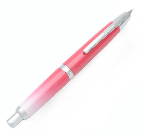 JINHAO 10 Press Fountain Pen Retractable Metal Pen with Ink Converter (Fine Nib, Gradient Rose Red)