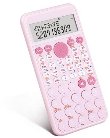 Calcolatrice scientifica carino calcolatrice da scrivania con 240 funzioni, display LCD a 2 linee, ideale per studenti, scuola, ufficio, portatile da trasportare - rosa