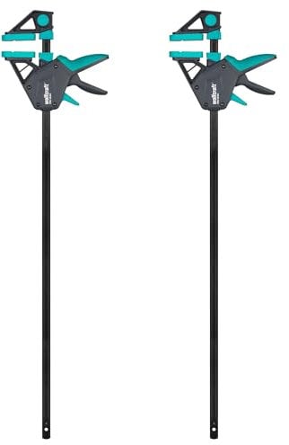 wolfcraft 2 Einhandzwingen PRO ERGO - Spannkraft 150 kg - Die komfortable Zwinge für den Allroundeinsatz - 700 mm Spannweite - Made in Europe - 8677060