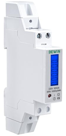 DEWIN Einphasiger Stromzähler, Digitaler Stromzähler Hutschienen LCD Display Energiemonitor Electricity Meter AC 230V
