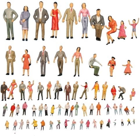 YEJAHY 100 pezzi modellino ferroviario figurine H0 1:87 dipinte, persone in miniatura in ABS, mini figure persone di qualità museo, persone sedute per architettura