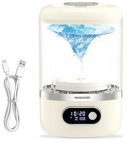 Mini Lavadora, Mini Lavadora Portátil, 1L Recargable, Lavadora Inalámbrica, Compacta, Adecuado para Sujetadores, Ropa Interior, Vasos de Lavandería para Sujetadores, Ropa Interior (blanco roto)