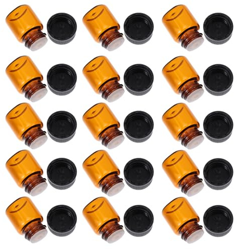 DIYEAH 100 Stück 1-ml Braunglas Probenfläschchen für Ätherische Öle aus Glas Auslaufsicher und Einfach zu Befüllen für Reisen