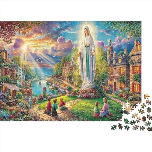 Miraculous Vision 1000 Teile Umweltfreundlicher Kartonpuzzle Maria mit Kindern Einzigartiges Geschenk Weihnachten Geburtstag Familie Erwachsene Dekoration 38x26cm