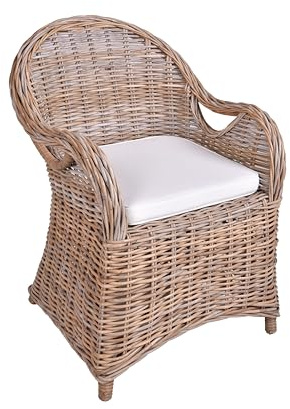 DELUKE Gartenstuhl Basel - Rattan, Braungrau | Relaxsessel Wetterfest Gartenstühle Outdoor