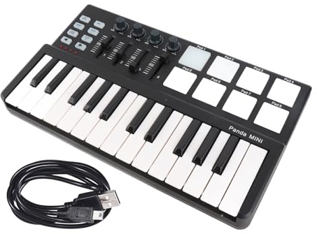 ZAICOLER Tastiera Controller MIDI USB a 25 Tasti, 8 Trigger Pad Retroilluminati, 4 Manopole di Controllo e 4 Slider con Tasti Sensibili Alla velocità, Ideale per OS X e Software Musicale CAKEWALK