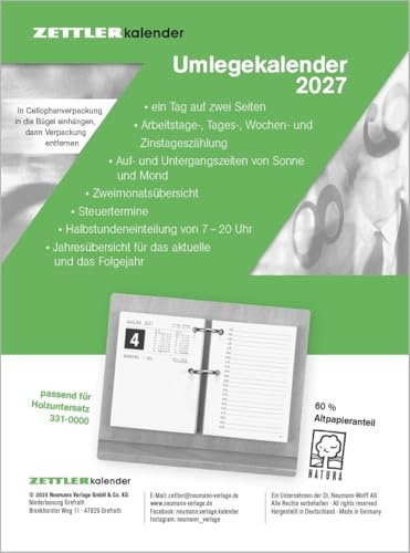 Umlegkalender 1T/2S 8x10,8 2027: Tageskalender 8 x 10,8 cm mit 384 Seiten, Stundeneinteilung & Jahresübersicht, mit 2-fach Lochung | Tageskalender 8 x 10,8 cm mit 384 Seiten, Stundeneinteilung & Jahresübersicht, mit 2-fach Lochung