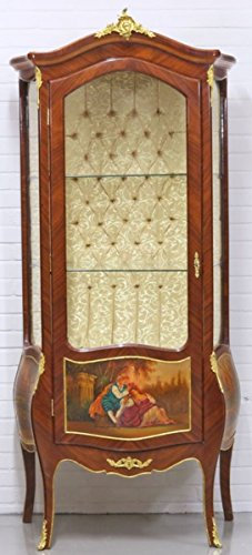 Casa Padrino Barock Vitrinenschrank Mahagonibraun/Gold 72 x 45 x H. 184 cm - Barockstil Wohnzimmer Vitrine