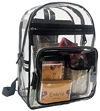 Enkrio Klarer Rucksack Transparenter Rucksack Wasserdicht See Through Rucksack Rucksack Klare Umhängetasche für Männer Frauen Schularbeitsreise