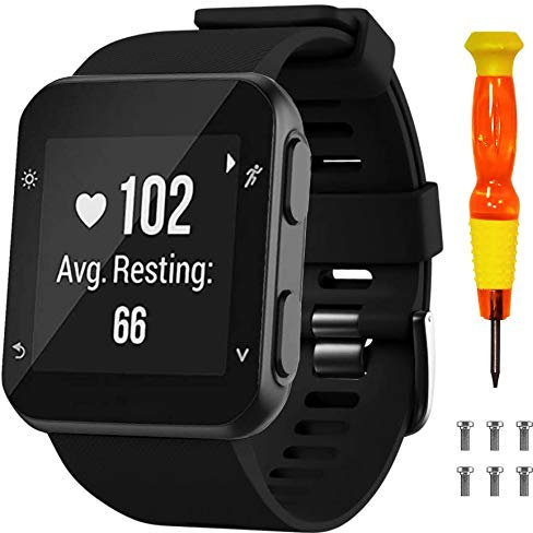 NotoCity Armband für Garmin Forerunner 35/Approach S10, Quickfit Silikon Armbänder Kompatibel mit Garmin Forerunner 35,Mehrfache Farben (Schwarz)