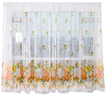 Xmiral T黵vorhang Gardine T黮l Gedruckte Translucidus Scheibengardine mit Stangenloch 100x200cm 2er Per Pack(K)