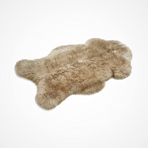 Cakla Lammfell Echt 100-110 cm - Schaffell Echt Groß - Fellteppich Beige - Weich und Flauschig - Fell für Stühle - Lammfell Teppich - 100% Bio - Schafsfelle - Dekofell - Schafsfell Felle
