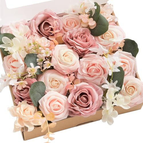 Ling's Moment Künstliche Blumen Combo für DIY Hochzeit Blumensträuße Tafelaufsätze Arrangements Party Baby Shower Wohndekorationen (Vintage Blush)
