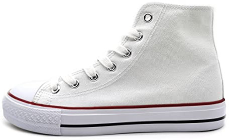 P&L ITALY COLLECTION Zapatillas Altas de Lona Mujer Botin Blancas Negras Basket Autoclave Blanca 38