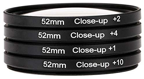 Yangers dslr camera close up macro lens filter kit set (+1, +2,+4,+10 magnification) with storage bag (52mm)