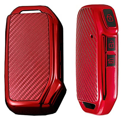 ontto Autoschlüssel Hülle für Kia Sportage R GT Stinger GT Sorento Ceed CD Cerato Forte Soul NIRO 2018 2019 Fernbedienung Cover TPU Schlüsselhülle Schlüsselanhänger Schlüssel Schutz Etui 3 Taste-Rot