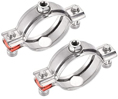 sourcing map Wall Ceiling Mount Pipe Supports, 304 Stainless Steel Adjustable Pipe Bracket Clamp for 54-57mm Pipe 2pcs