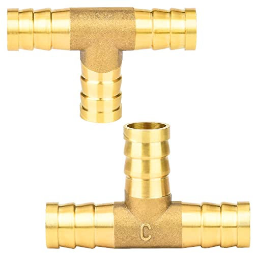 oumuik T StückT-Druckluft Schlauchverbinder Messing für Druckluftschlauch 2 Stück (12MM)