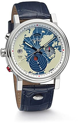 Kronsegler Terra Solar Chronograph Armbanduhr Stahl Blau