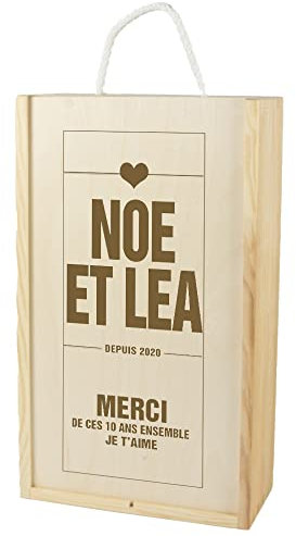 My original gift Coffret pour Deux Bouteilles de vin gravées du nom, de l'année et de la dédicace
