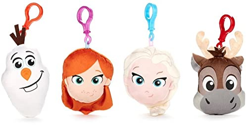 Whitehouse Frozen 2, Bagclip 3D und 2D Plüsch Schlüssel-Anhänger 4 versch. Figuren Set, 12,5 cm ORIGINAL Plüschfigur, super weiches Kuscheltier für Ranzen Rucksack Tasche (4er Set, 2D)