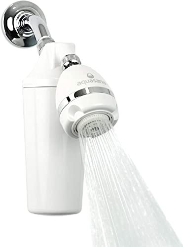 Aquasana AQ-4100-E Water System w/Adjustable Head 90% of Chlorine-Carbon & KDF Filtration Media-Soften Skin and Hair from Hard Water-AQ-4100-E-WaterSense Certified Shower Filter, White