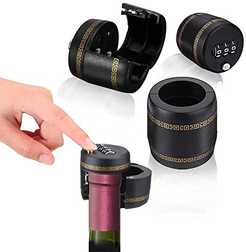 Loboo Idea Flasche Passwort Code Schloss Wein, Flasche Passwort Lock Top Stopper, Zahlenschloss Likörflaschenverschluss (3 Stück/Box)