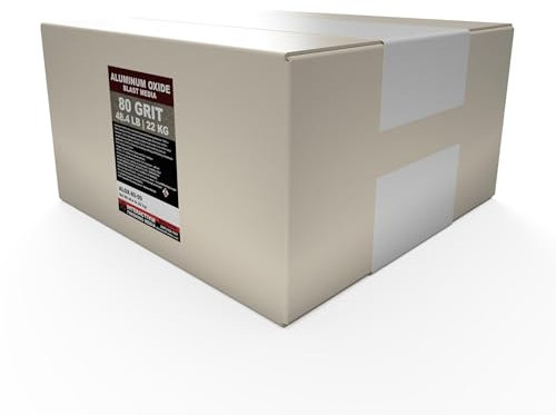 #80 Grit Aluminum Oxide Blast Media (50 lb/22 kg) - Premium Long-Lasting Sand Blasting Media, High Abrasive Force Sand Blaster Sand for Metal, Sandblasters, Blasting Cabinet, Blasting Guns