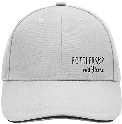 Huuraa Cappy Mütze Pottler mit Herz Dark Grey/White Baumwolle 6-Panel Kappe Geschenkidee