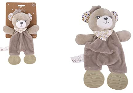 Dodo d'AMOUR - Beißring-Kuscheltier - Bär - 032390 - Beige - Fleece - Geburt - Plüschtier - Baby - Beruhigend - Weich - Waschbar - 25 cm x 10 cm - Ab 0 Monaten