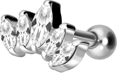 PIERCINGLINE Titan Ohrpiercing LOTUSBLÜTE Piercing Schmuck Ohr Stecker Helix Silberfarben
