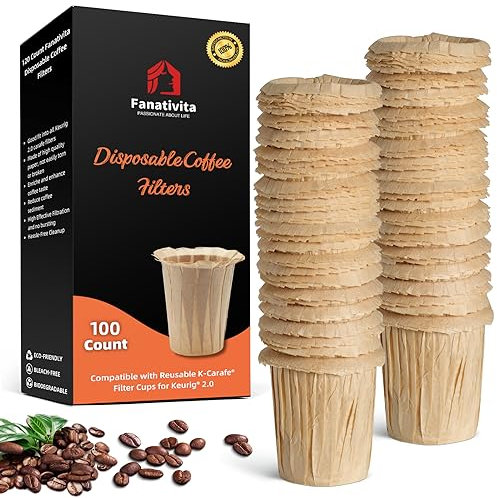 Papel de filtro de café desechable para K-Carafe, tazas de filtro reutilizables para Keurig, Portafiltro Cafetera (natural, grande)