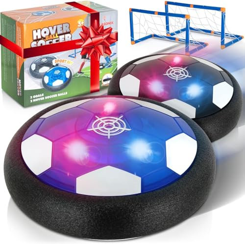 Atlasonix Hover Ball, Air Power Fußball, 2er-Pack, Schwimmender Fußball, Hoverball, LED Hover Fußball, Beleuchteter Fußball, Jungen Fußballspielzeug, Indoor Fussball Mädchen Junge ab 5 Jahre