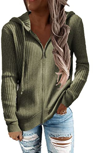 GRMLRPT Sweat à Capuche Légere Femme Blouson Zippé Femme Veste de Sport Cardigan Manches Longues Veste Automne et Hiver Casual Outdoor Basic (Vert,XXL)