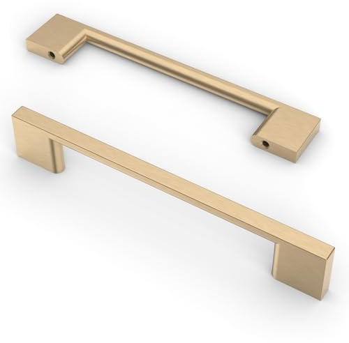 9BUILD 10 Stück Schrankgriffe Gold Lochabstand 128mm Griffe für Küchenschränke Möbelgriffe Küchengriffe griffe möbel Küchenschrank Schranktürgriffe EU0035