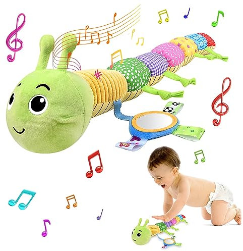 FORMIZON Baby Musical Raupe Kuscheltier, Raupe Plüschtier Spielzeug mit Lineal, Greifling zum Rasseln Baby, Baby Stofftier Spielzeug, Tolles Geschenk für Jungen und Mädchen