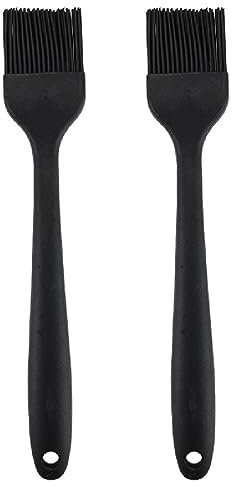 Jitnga 2 Packs Pinceau De Cuisine-Pinceau Pâtisserie Ustensiles De Cuisine Silicone Brosse, De Barbecue En Silicone Résistant À La Chaleur, Pour Barbecue Gâteaux Cuisson(Noir)