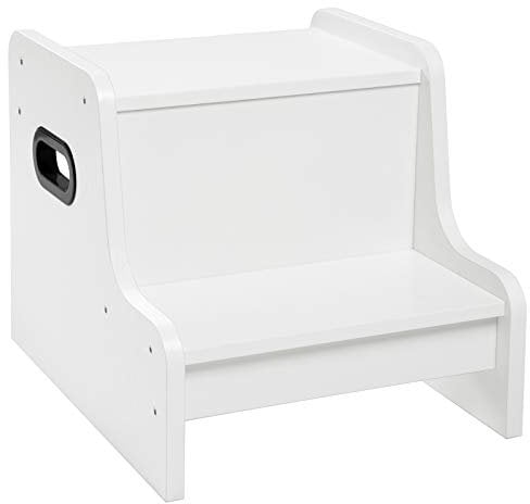 HOOBRO Poggiapiedi per Bambini, Sgabello Scaletta a 2 Gradini, con Piedini Antiscivolo e Maniglie, per Bambini di età da 3 a 14 Anni, per Bagno, Cucina, Camera, Bianco EWT01JD01G1