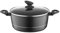FLORINA Olla de Aluminio (5,1 l) I 26 cm I Olla con Tapa de Vidrio DELUX I Medidor y Revestimiento Antiarañazos I Cazuela Induccion I Apta para Cocina de Inducción, Gas y Eléctrica (Negra)