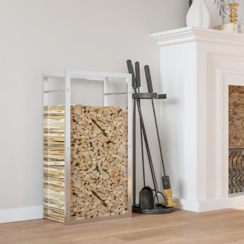 FENLAX Brennholzregal 80x28x154 cm Edelstahl Brennholzregal Metall Brennholz Aufbewahrung Stapelhilfe für Brennholz Aussen Metall Kaminholzregal Brennholzregal Innen Metall Brennholzständer