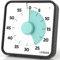 LIORQUE 19cm Grand Minuteur Visuel Timer Classe Aimanté, Silencieux sans Tic-Tac, 3 Modes d'Alarme: Sonnerie, Lumière et Vibration, Convient pour Cuisine, École, Bureau - Piles incluses (Cyan)