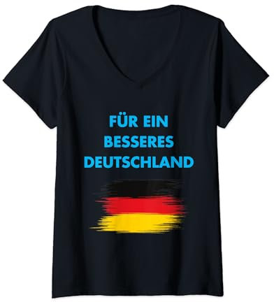 Damen Für ein besseres Deutschland Alternative Heimat Freiheit AFD T-Shirt mit V-Ausschnitt