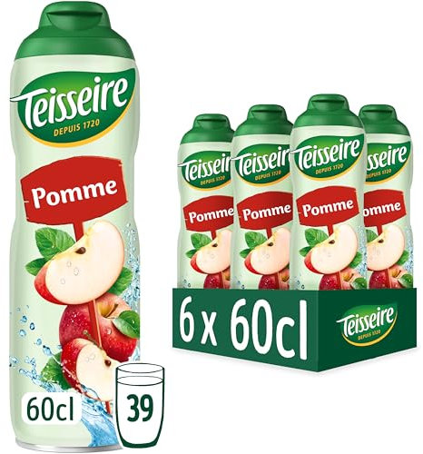 Teisseire Sirop de Pomme pour Boisson Rafraîchissante, Cocktails, Bidon Recyclable 6x60cl