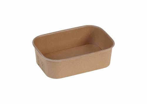 DeinPack Lot de 300 saladiers à emporter, carrés, marron, 650 ml, 17,3 x 12 x 5,1 cm, recyclables, en carton kraft, boîte à repas