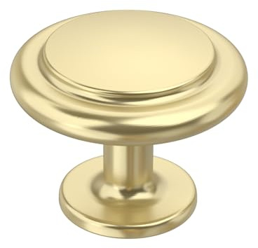 Coinkoly 10 Pack Gold Cabinet Knobs - Single Hole Zinc Alloy Drawer Pulls for Kitchen Cupboard - Round - UK0009